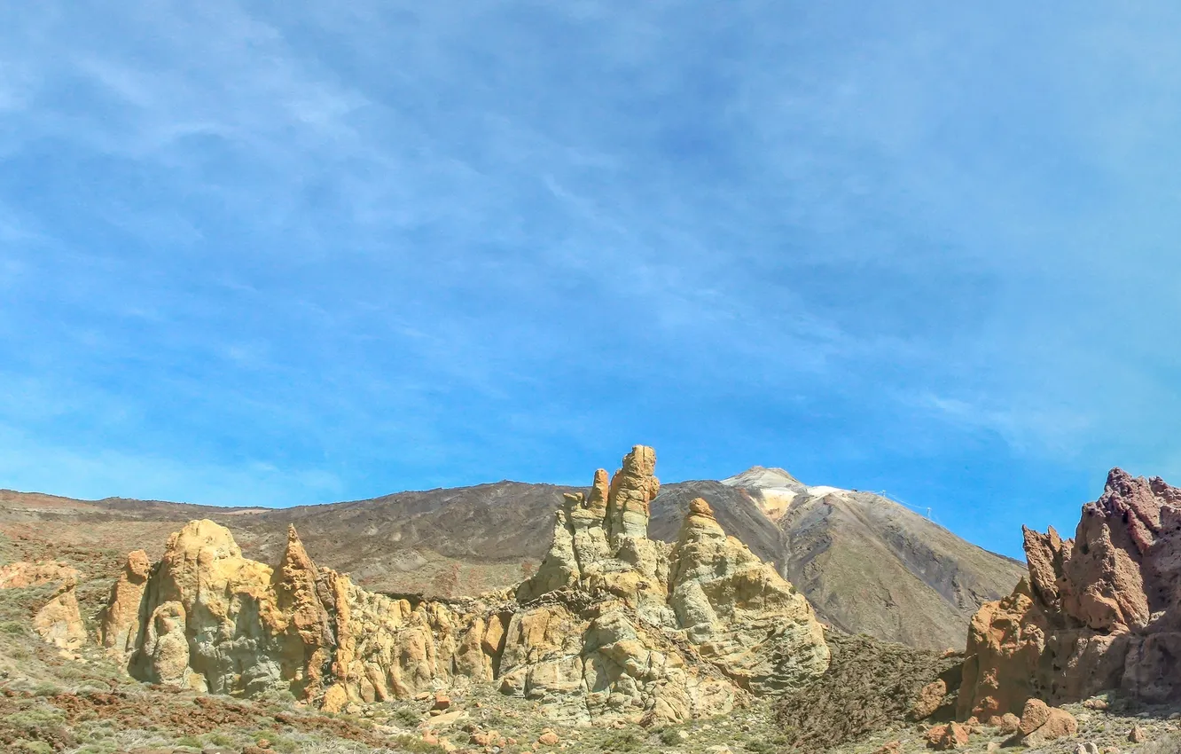 Photo wallpaper sky, landscape, nature, clouds, Spain, Canary Islands, Tenerife, vulcan
