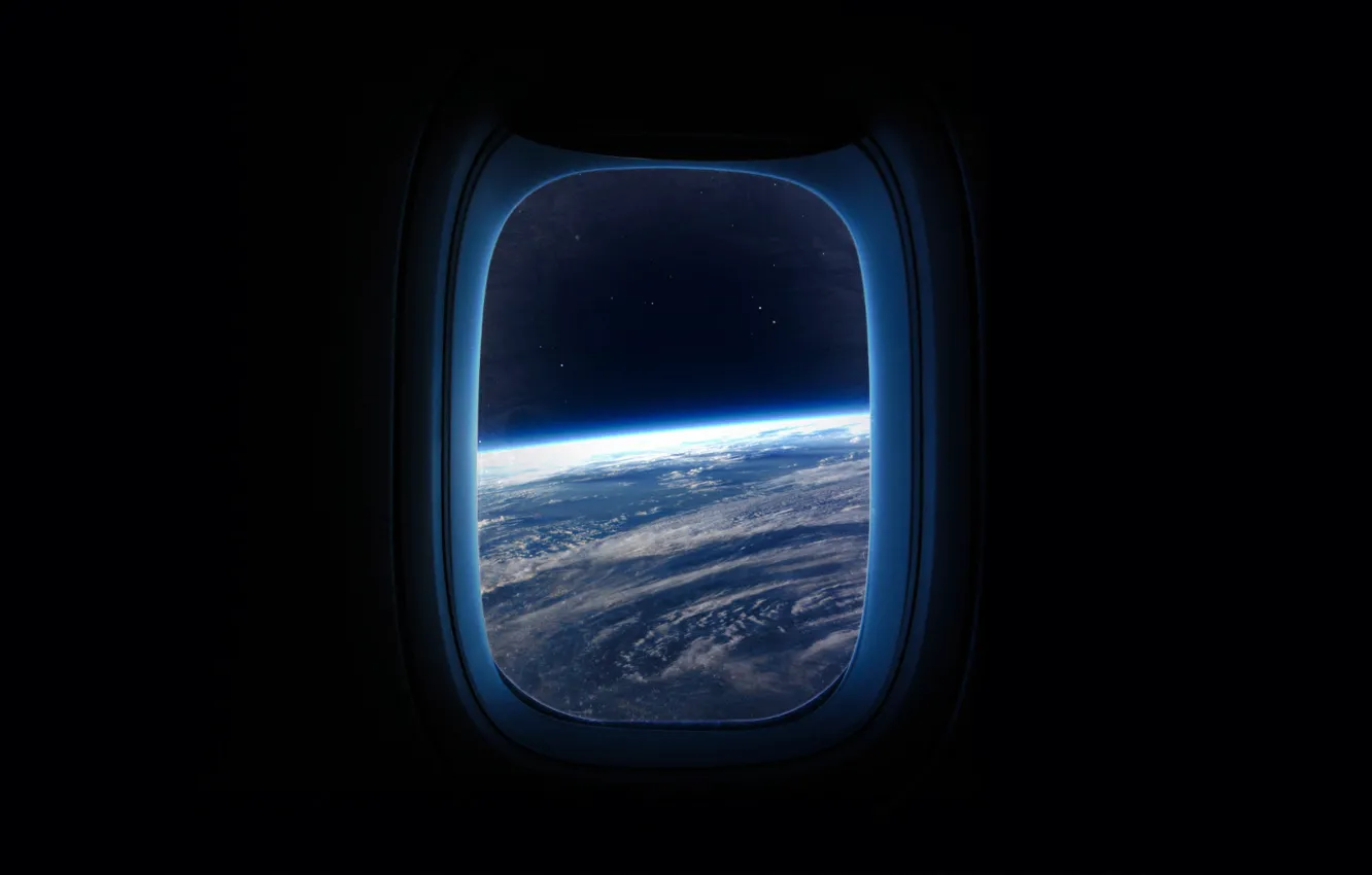 Photo wallpaper space, earth, view, planet, art, space, the window, Earth