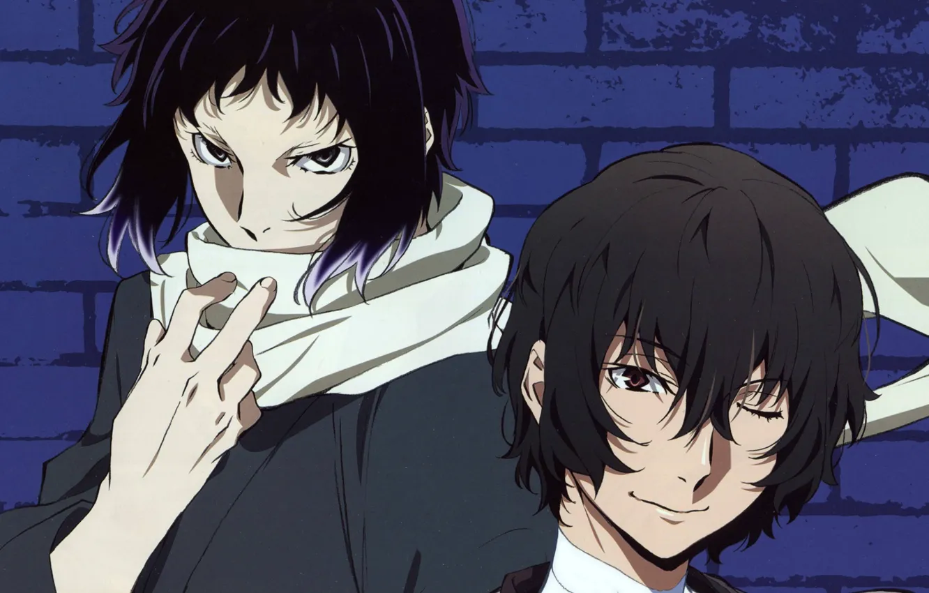 Photo wallpaper guy, two, Bungou Stray Dogs, Stray Dogs: A Literary Genius, Akutagawa Ryunoske, Dazai Osamu