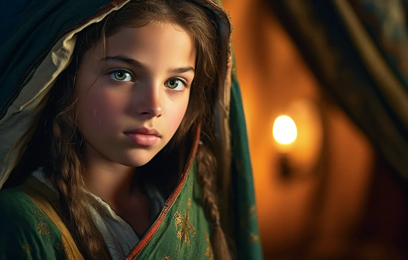 Photo wallpaper portrait, girl, Cape, AI art, The Art of Artificial Intelligence, neural network