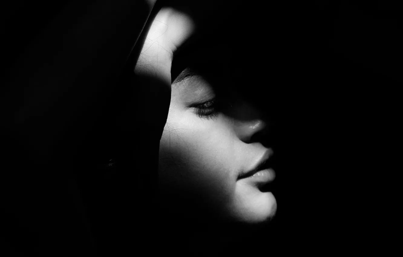 Photo wallpaper rays, light, face