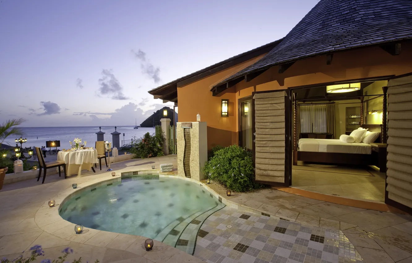 Photo wallpaper luxury villa, Caribbean, Saint Lucia