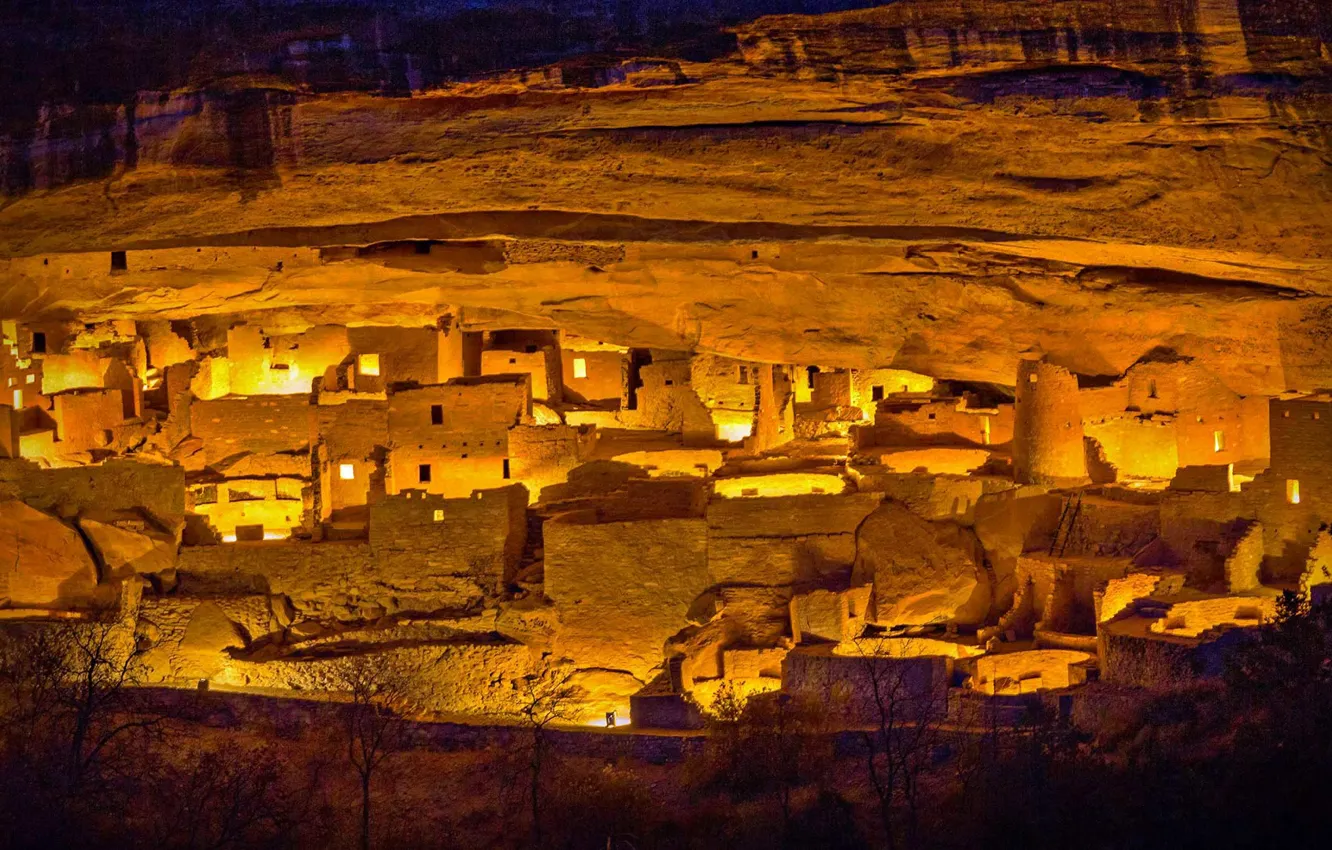 Photo wallpaper lights, Colorado, USA, Indian, national Park, Mesa Verde