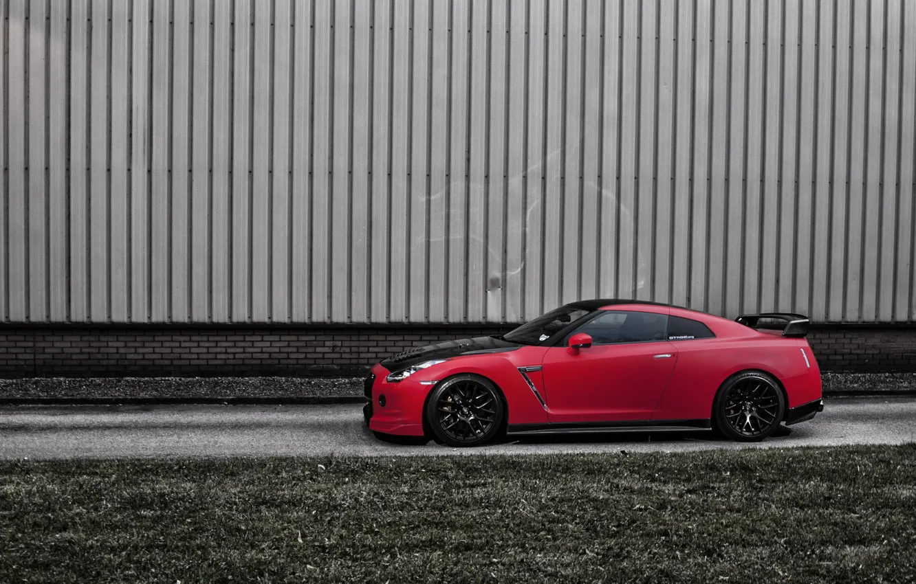 Photo wallpaper red, profile, red, Nissan, GT-R, Nissan