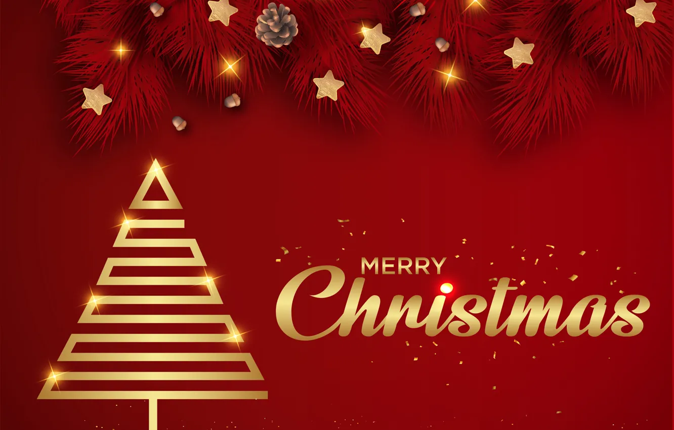 Photo wallpaper stars, branches, lights, lights, holiday, the inscription, vector, Christmas