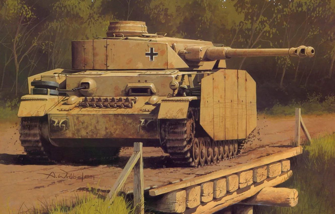 Photo wallpaper figure, the Germans, the Wehrmacht, Panzer 4, medium tank, Wrobel, PzKfw 4 Ausf H