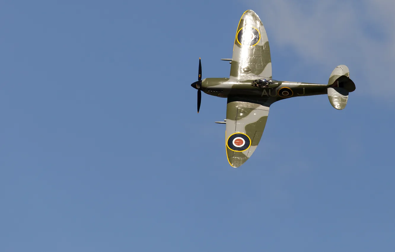 Photo wallpaper flight, fighter, the airfield, Spitfire, Mk XVI