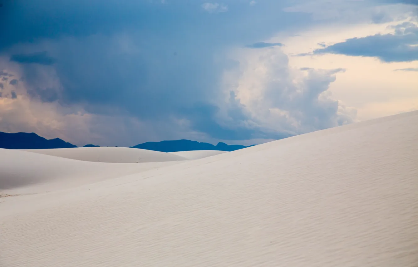 Photo wallpaper sky, clouds, white sand