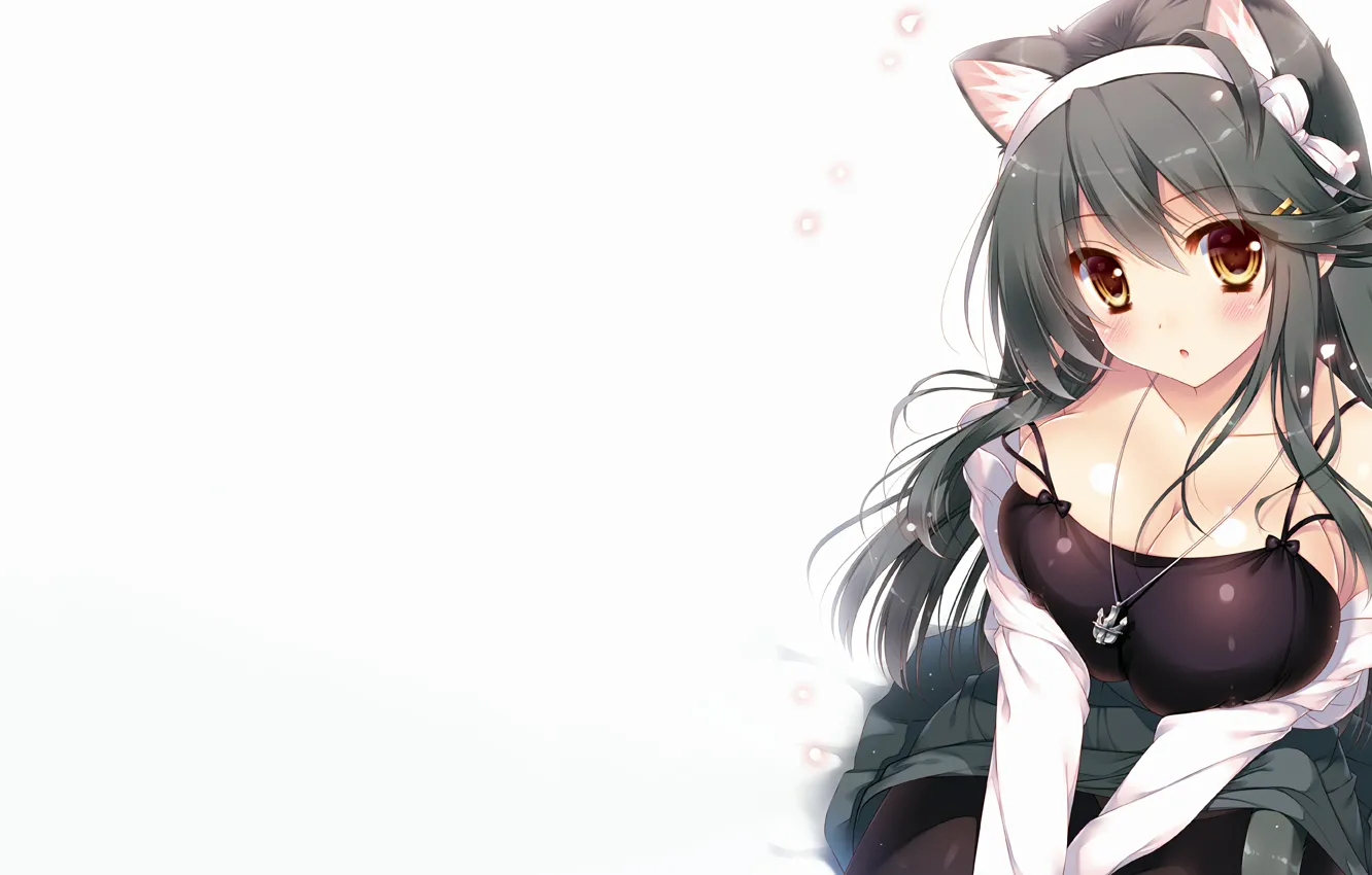 Photo wallpaper girl, sexy, cleavage, long hair, boobs, anime, beautiful, pretty