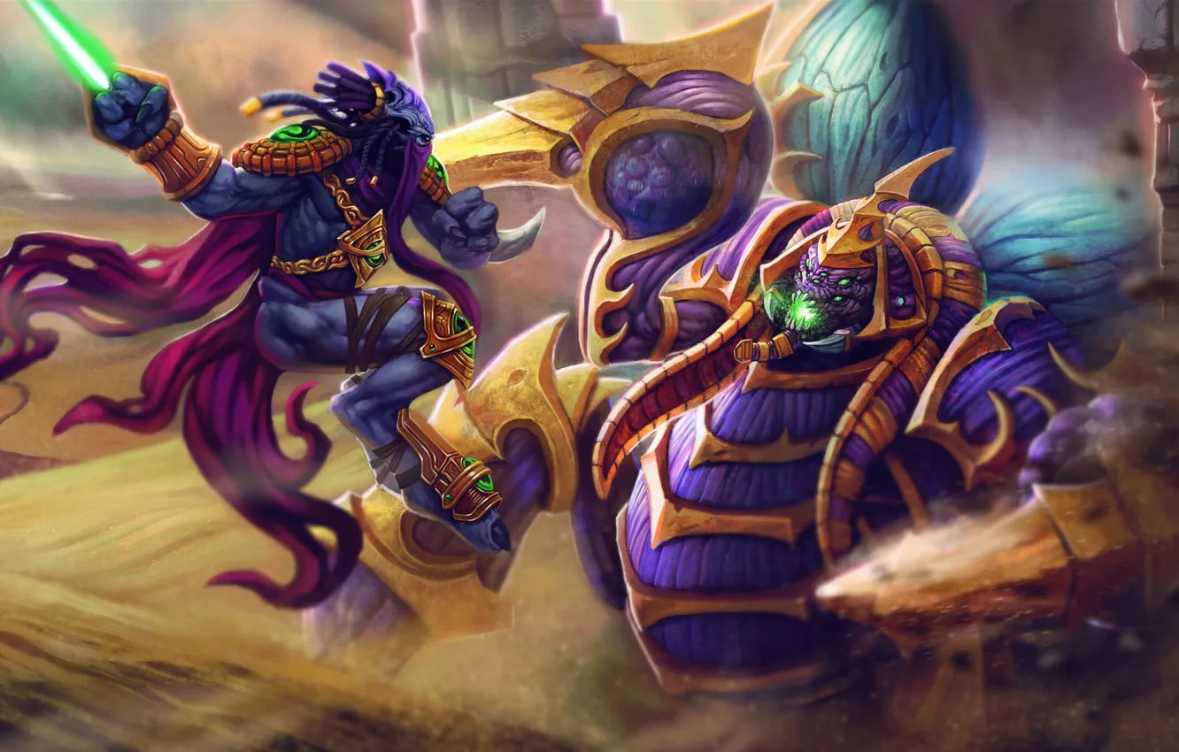 Photo wallpaper sand, desert, battle, starcraft, warcraft, Zeratul, Heroes of the Storm, moba