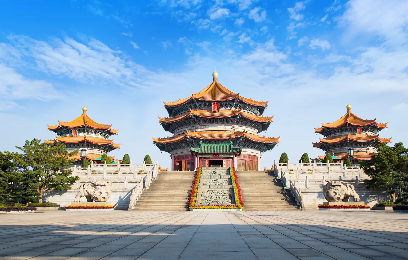 Photo wallpaper Place, heaven, Pavilion, hall, historical, Tao, Kong, Guangzhou