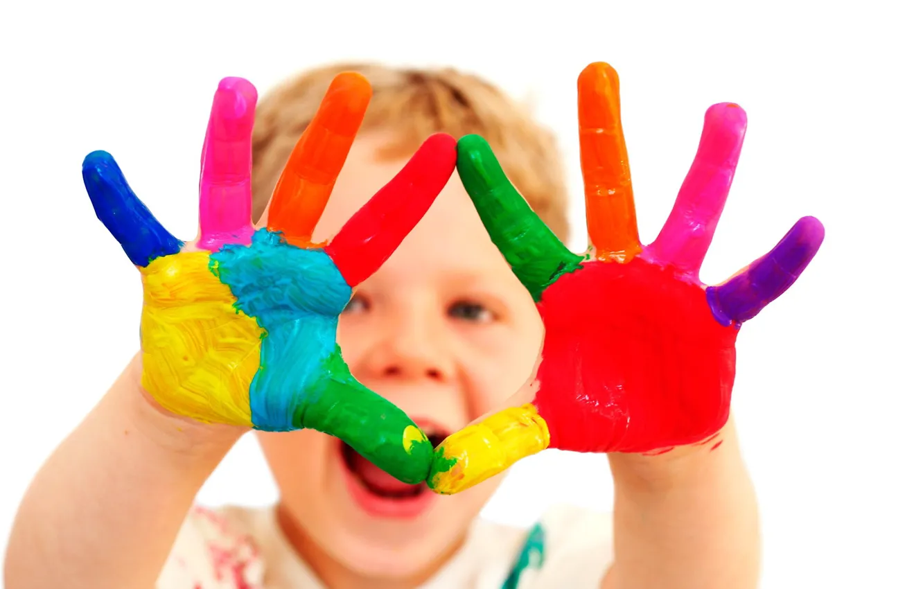 Photo wallpaper boy, Paint, hands, 158