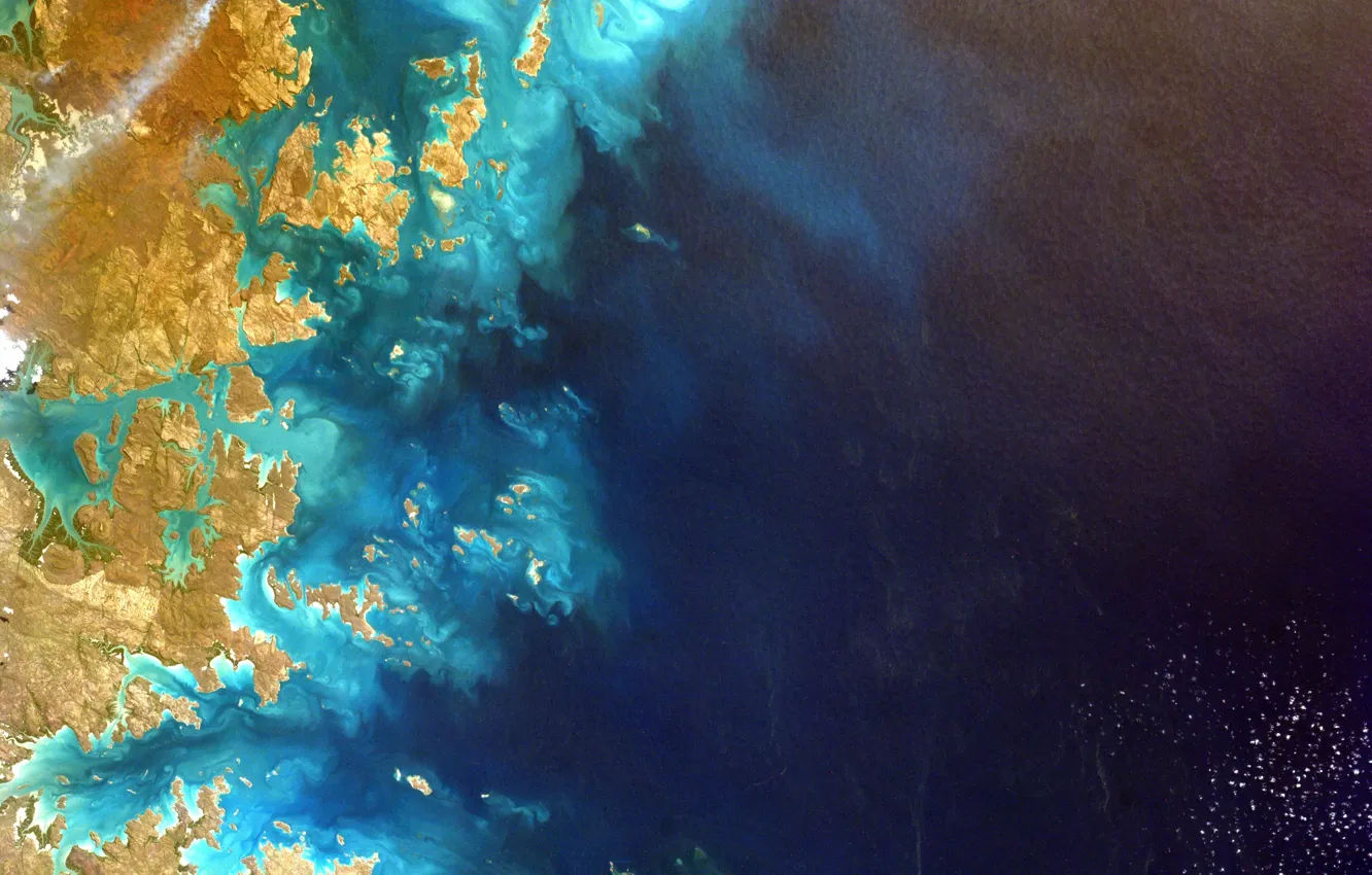 Photo wallpaper space, the ocean, planet, Australia, Earth, NASA, the, photo