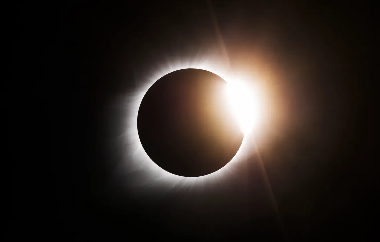 Photo wallpaper the sun, rays, the moon, shadow, a total solar Eclipse