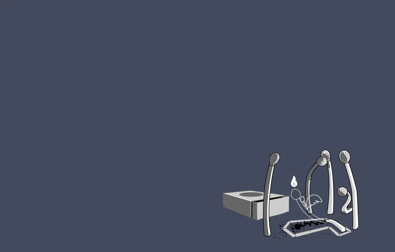 Photo wallpaper box, matches, corpses, burned