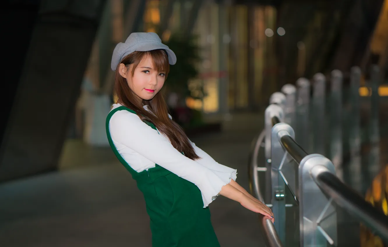 Photo wallpaper look, girl, hair, cap, Asian, cutie