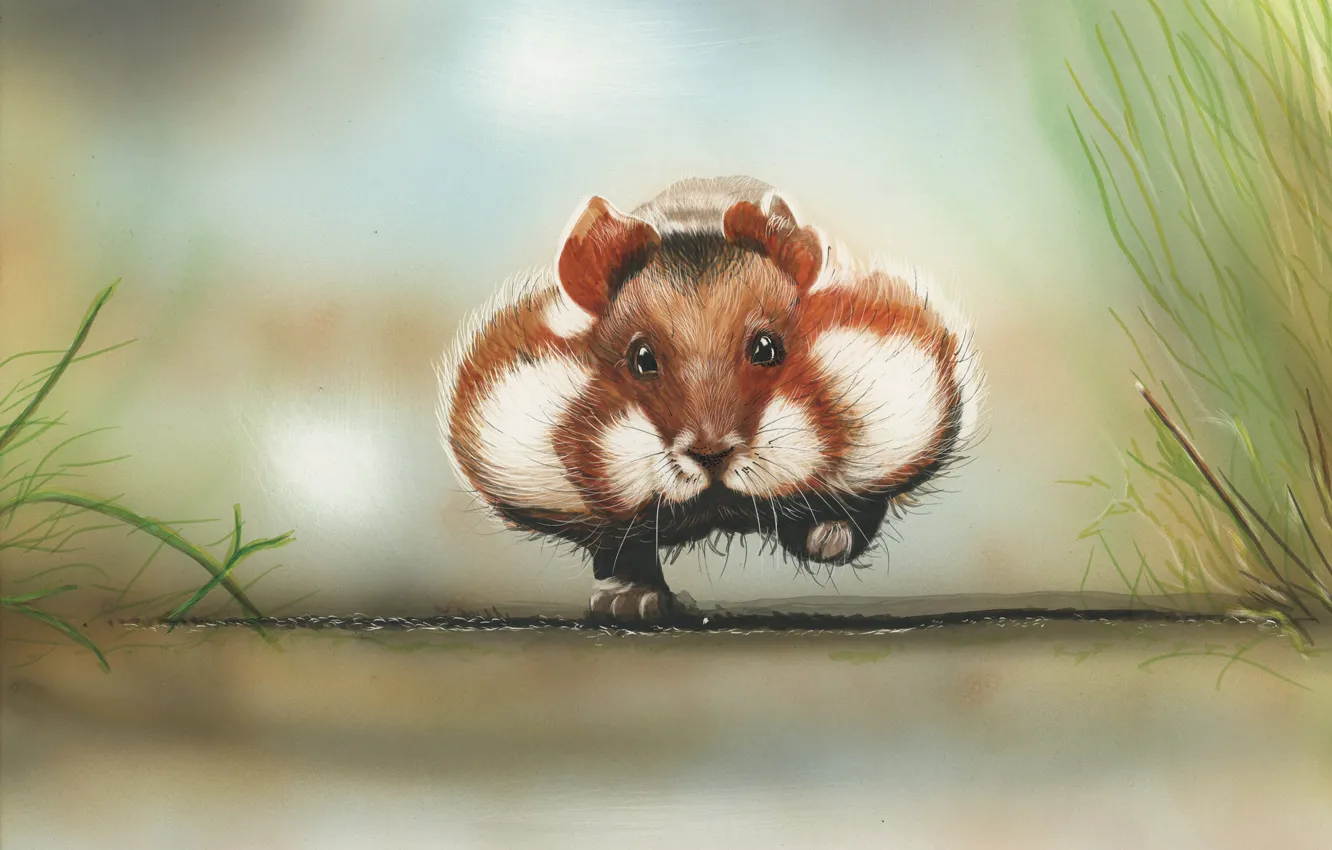 Photo wallpaper figure, hamster, art, painting, rodent, hamsters