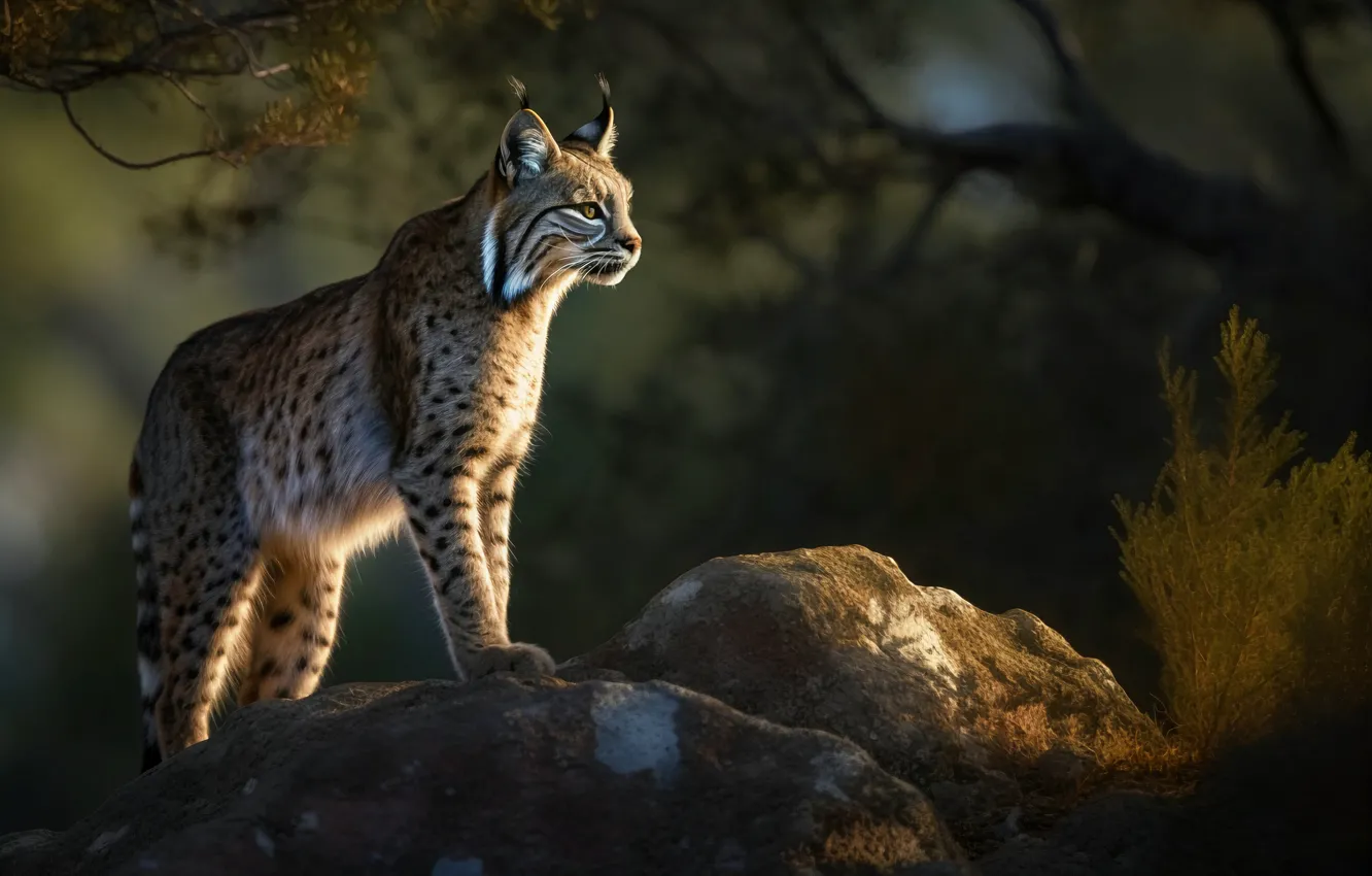 Photo wallpaper forest, nature, lynx, digital art, AI art, The Art of Artificial Intelligence, neural network