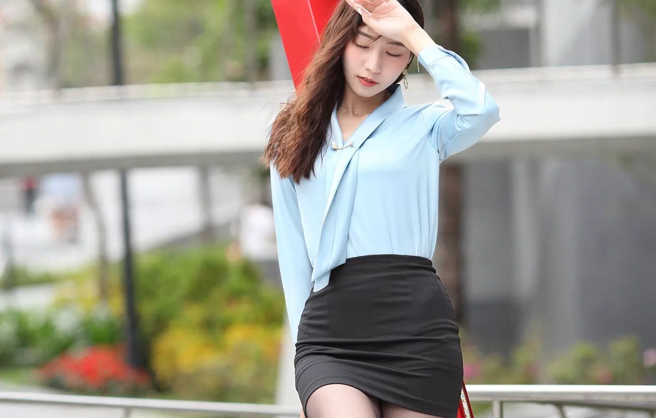 Photo wallpaper pose, model, skirt, portrait, makeup, figure, brunette, hairstyle