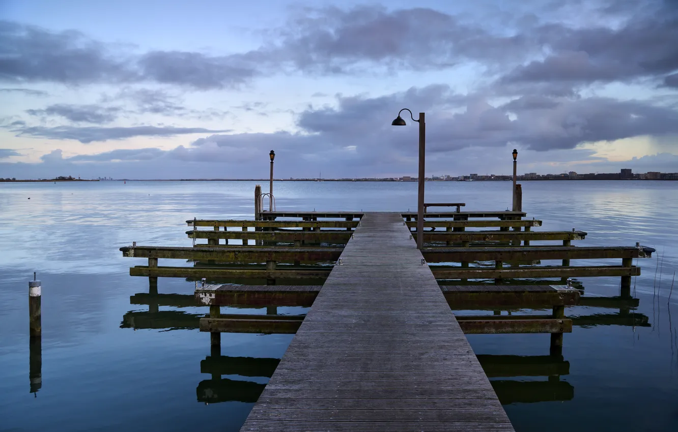 Photo wallpaper river, pier, pierce