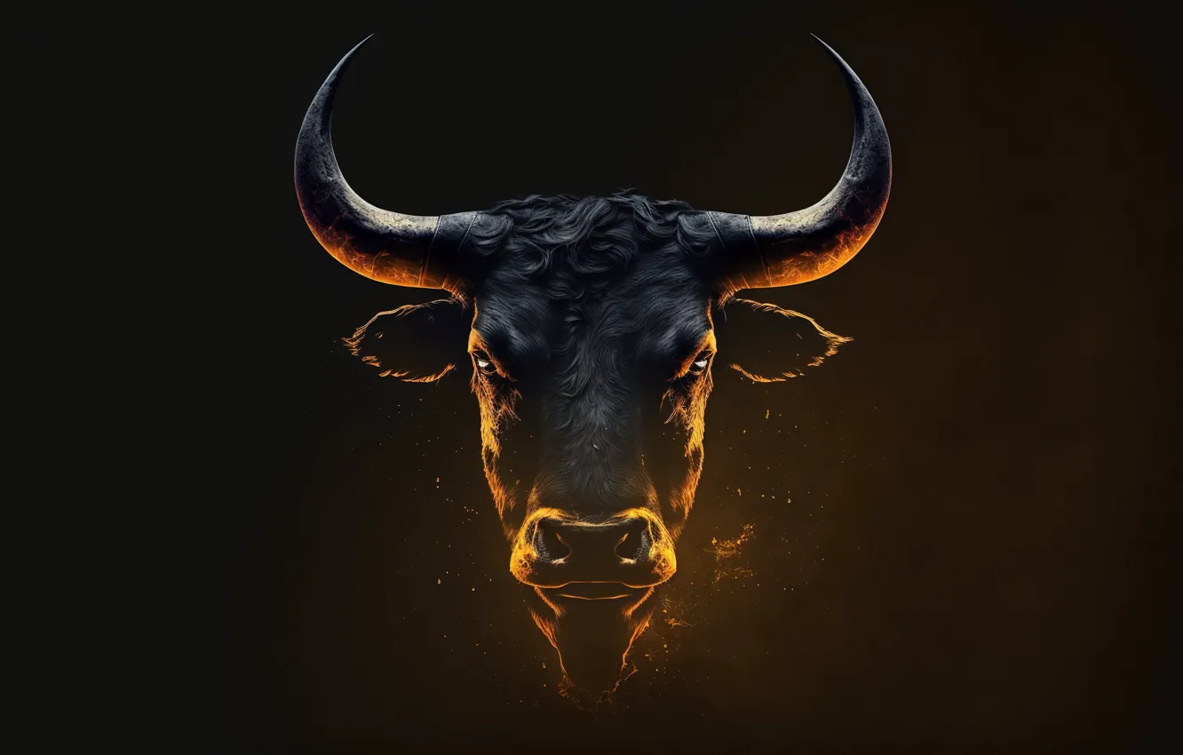 Photo wallpaper animal, head, bull