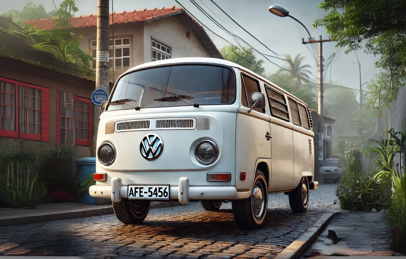 Photo wallpaper car, landscape, AI Art