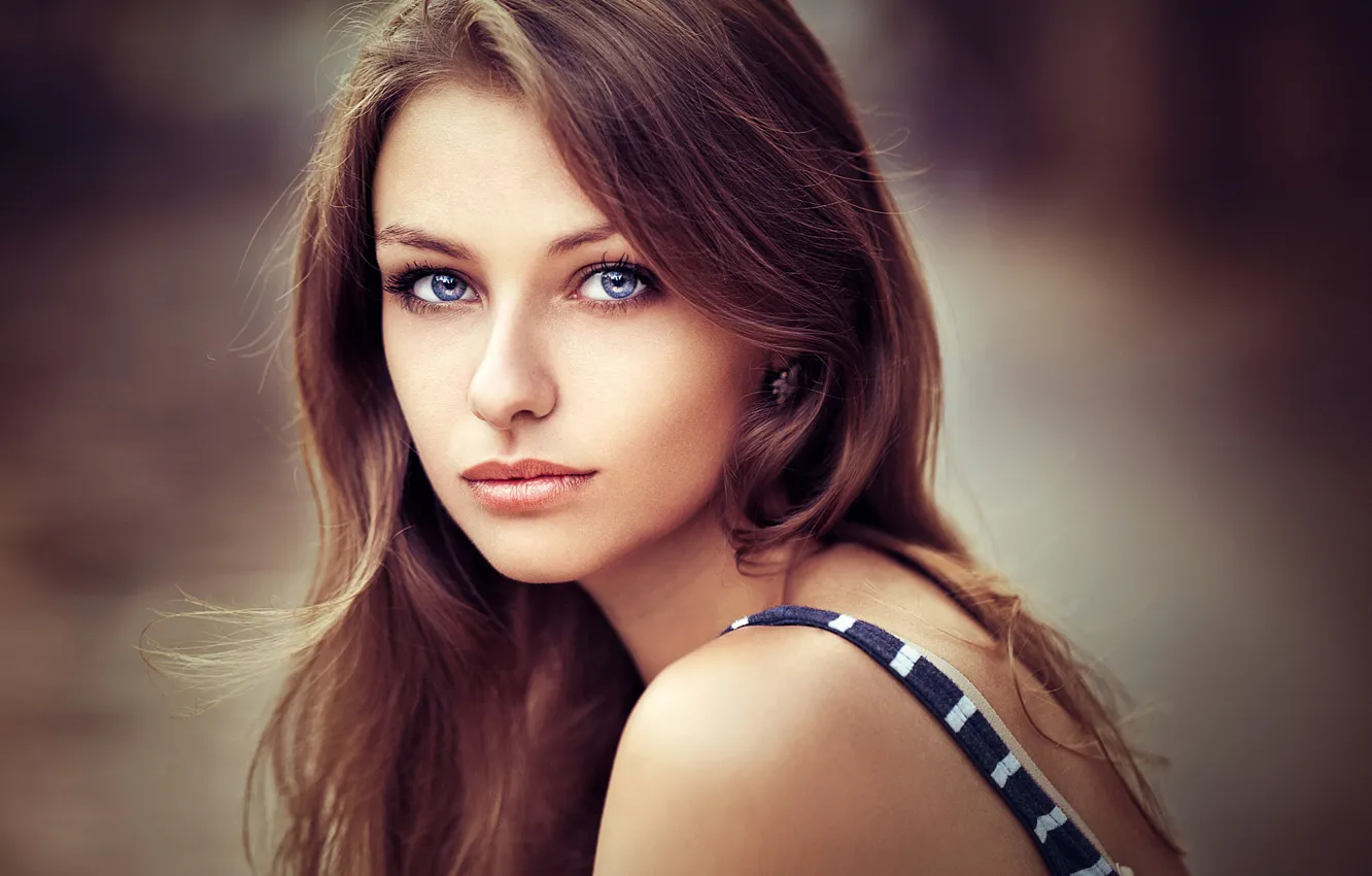 Photo wallpaper look, girl, background, portrait, makeup, hairstyle, brown hair, beautiful