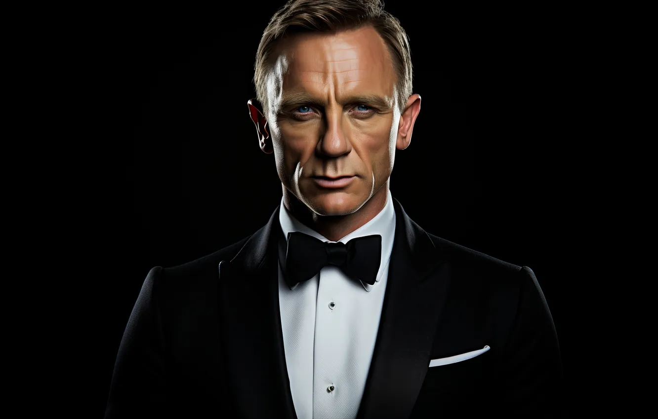 Photo wallpaper black, smoking, Daniel Craig, men, digital art, black background, James Bond, Minimalism