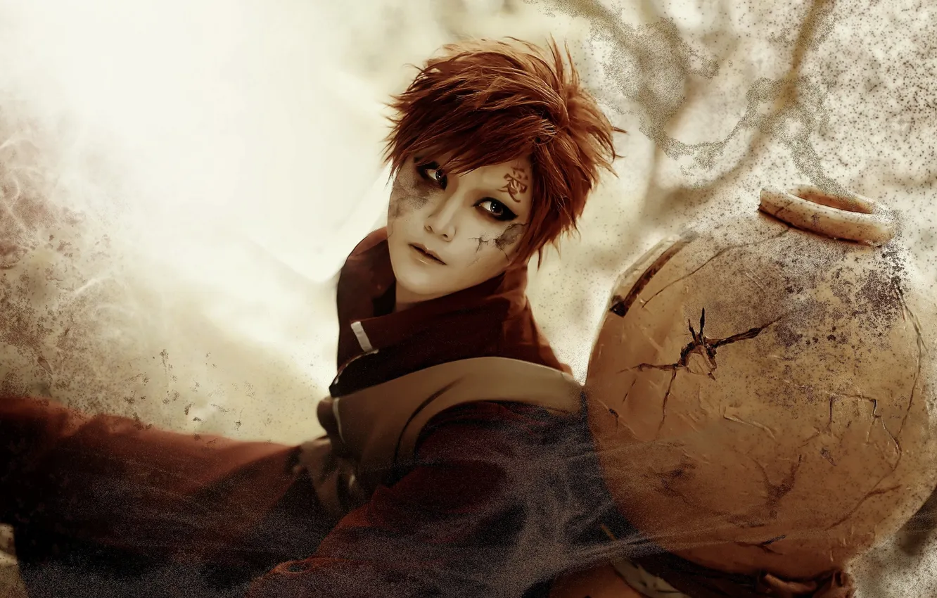 Photo wallpaper sand, Naruto, cosplay, Gaara