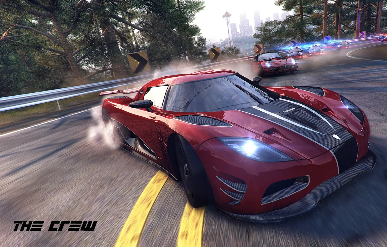 Photo wallpaper Koenigsegg, red, police, Ubisoft, Agera R, The Crew