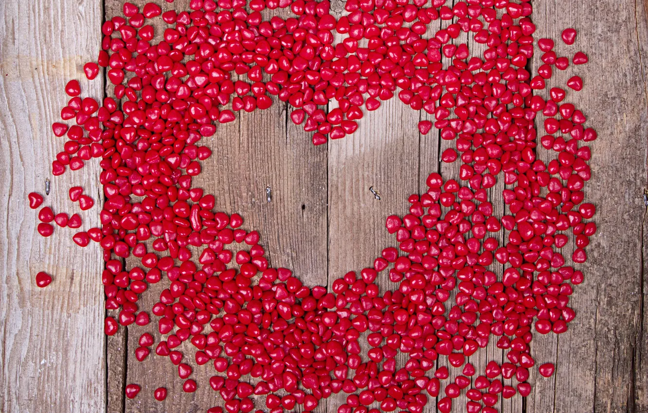Photo wallpaper love, wood, romantic, hearts, sweet, valentine's day, Valentines, serdechki