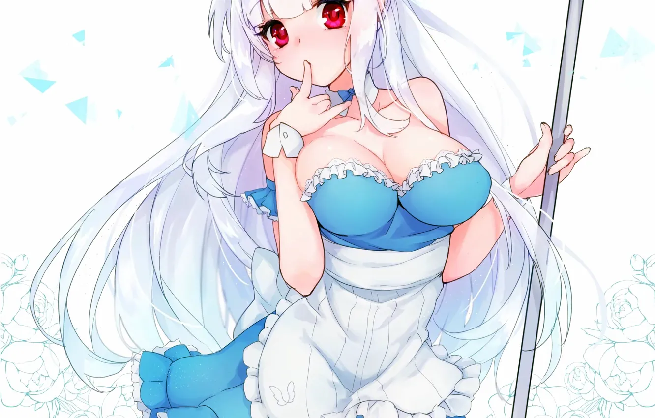 Photo wallpaper girl, sexy, cleavage, long hair, dress, boobs, anime, beautiful