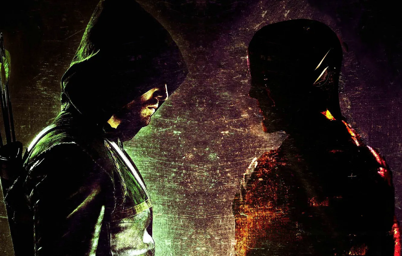 Photo wallpaper Arrow, Stephen Amell, Oliver Queen, Flash, Barry Allen, Grunt Gustin