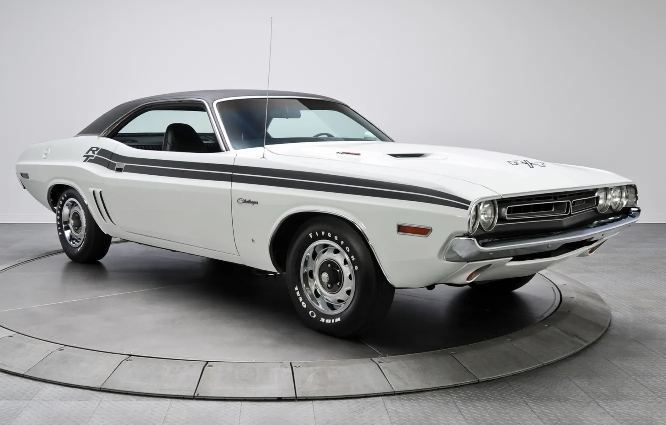 Photo wallpaper white, background, Dodge, 1971, Dodge, Challenger, the front, Muscle car