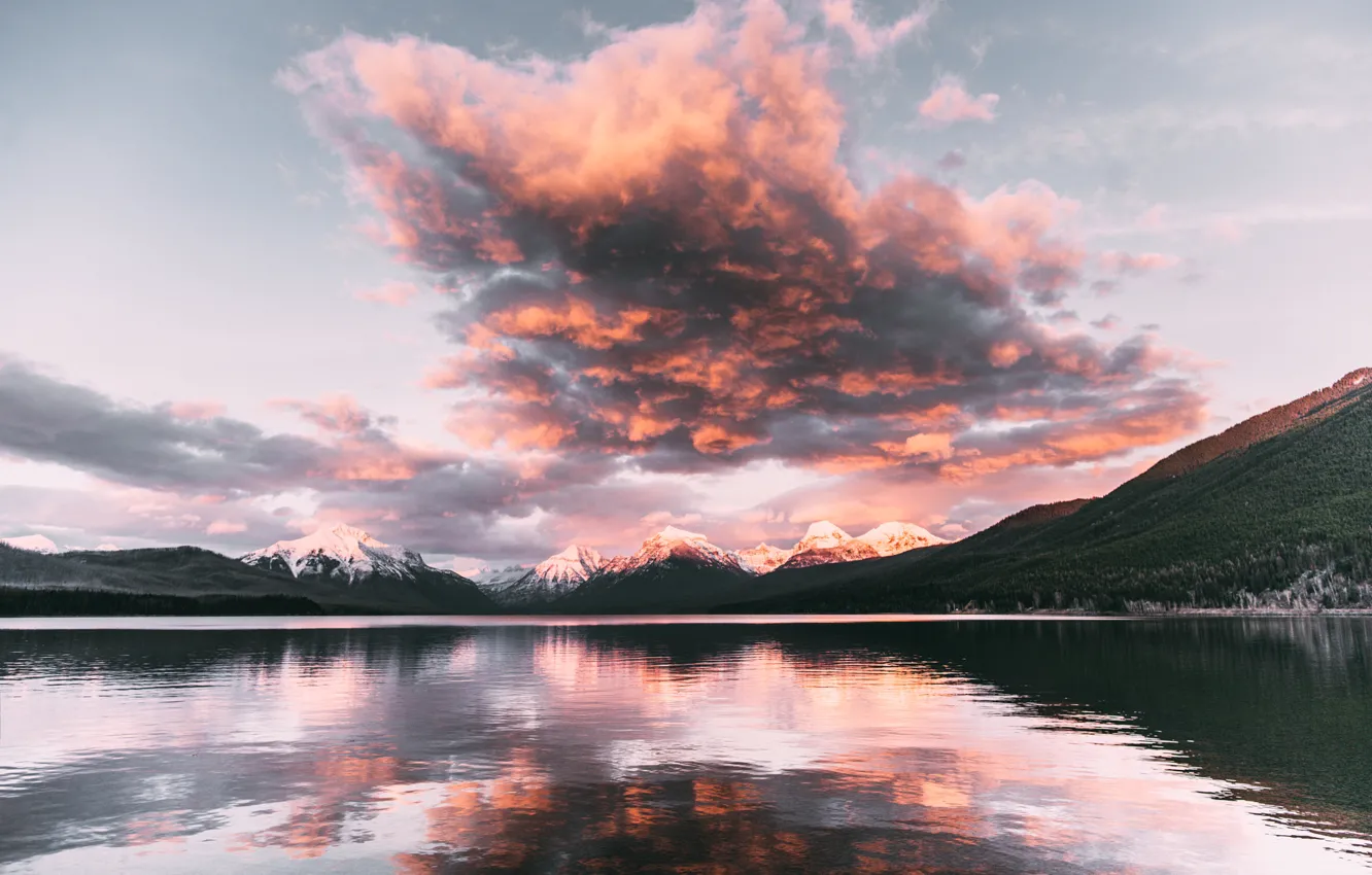 Photo wallpaper lake, photographer, Sunset, national Park, Glacier National Park, Glacier, Lake McDonald, MacDonald