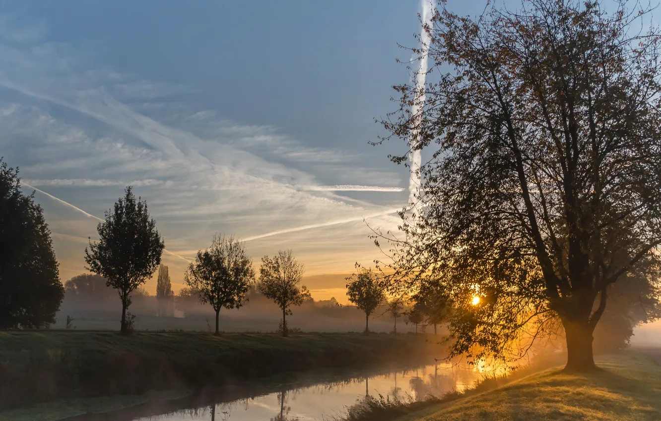 Photo wallpaper nature, fog, morning, channel, Himtrail