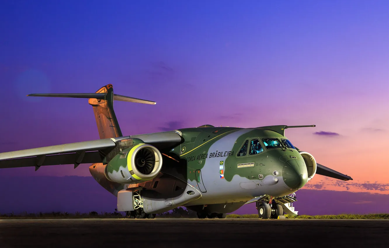 Photo wallpaper FAB, Embraer, KC-390, military aircraft, Force Air Brazilian, Brazilian Air Force