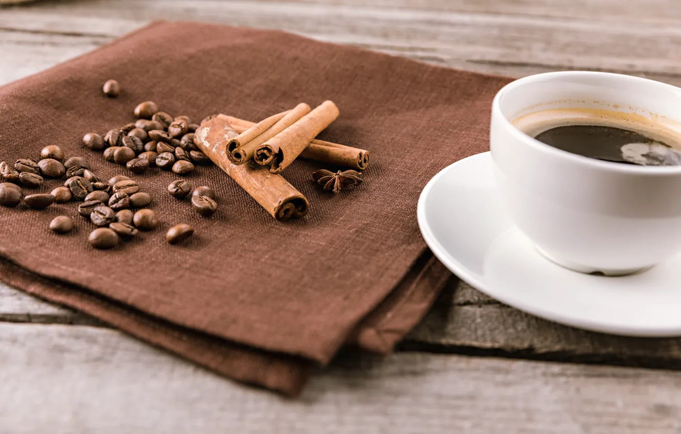 Photo wallpaper coffee, cinnamon, coffee beans