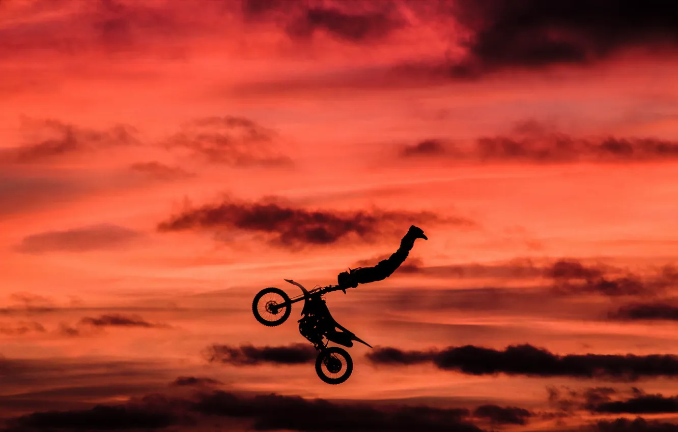 Photo wallpaper jump, motorcycle, Stunt Rider