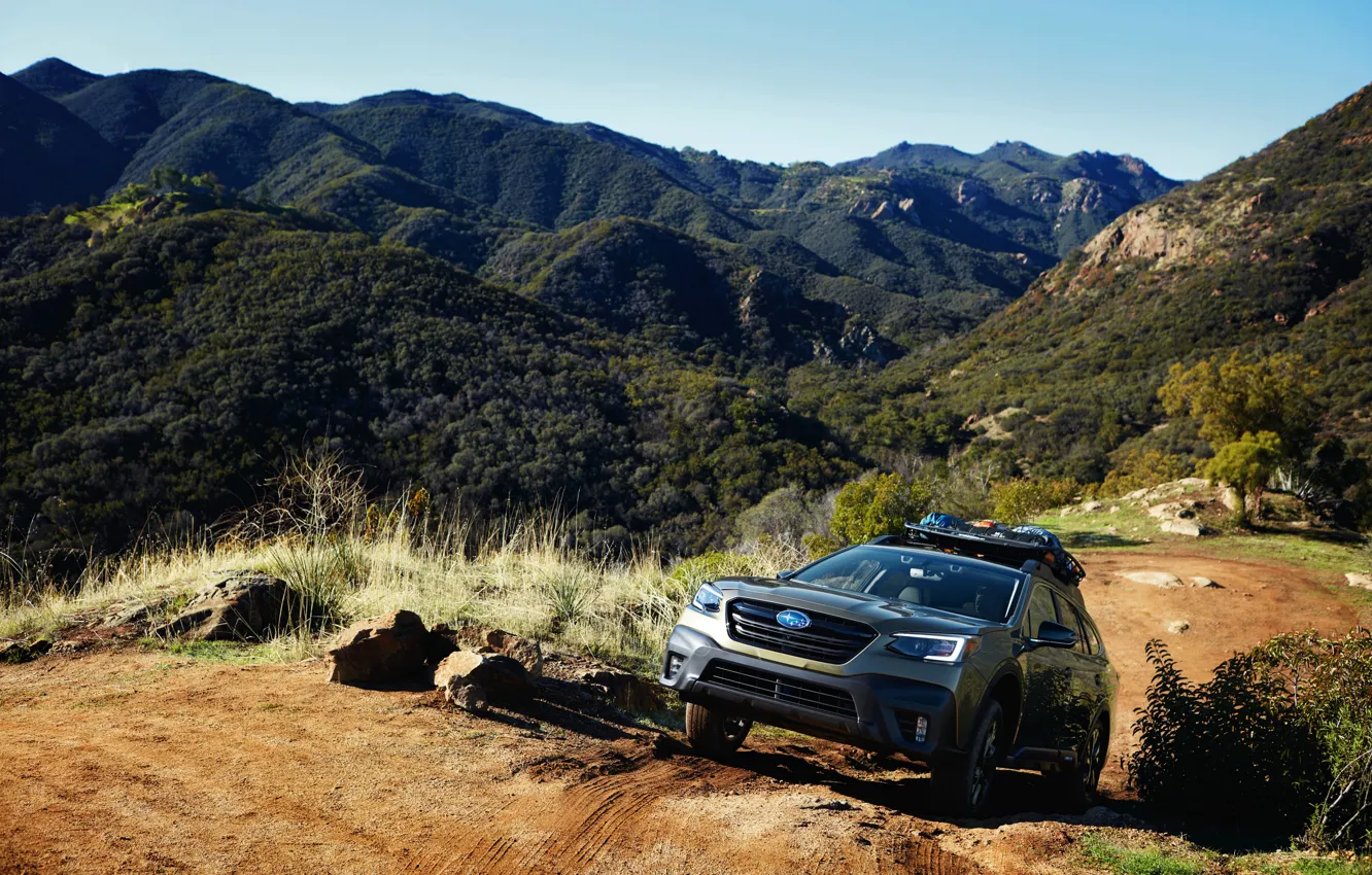 Photo wallpaper Subaru, universal, Outback, AWD, the mountainous terrain, 2020