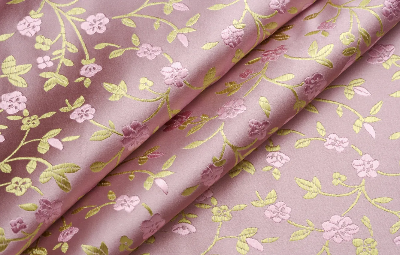 Photo wallpaper flowers, pattern, curls, fabric, folds, embroidery