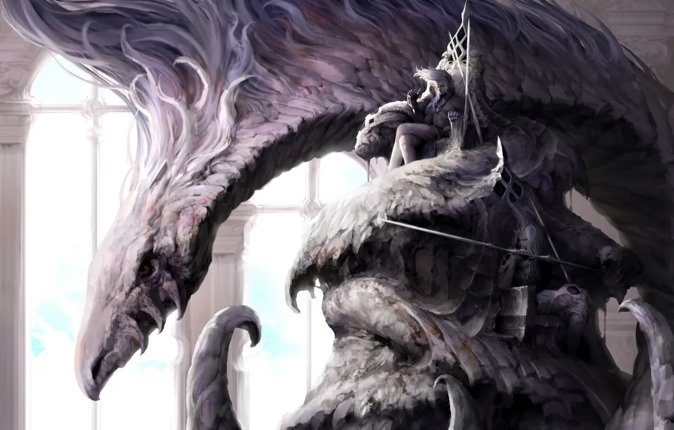 Photo wallpaper dragon, monster, art, guy, the throne, Lee Sung-jae