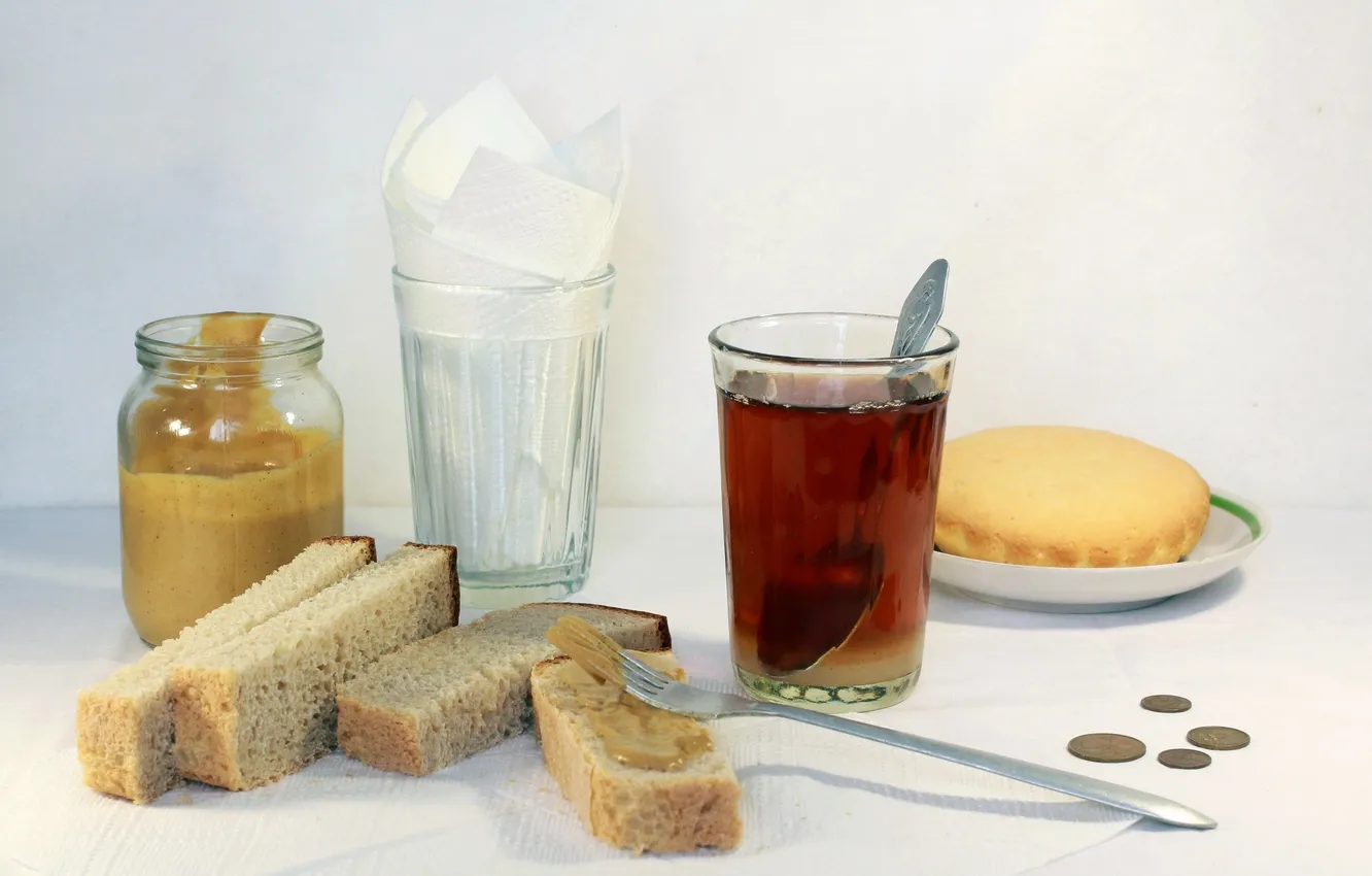 Photo wallpaper tea, food, bread