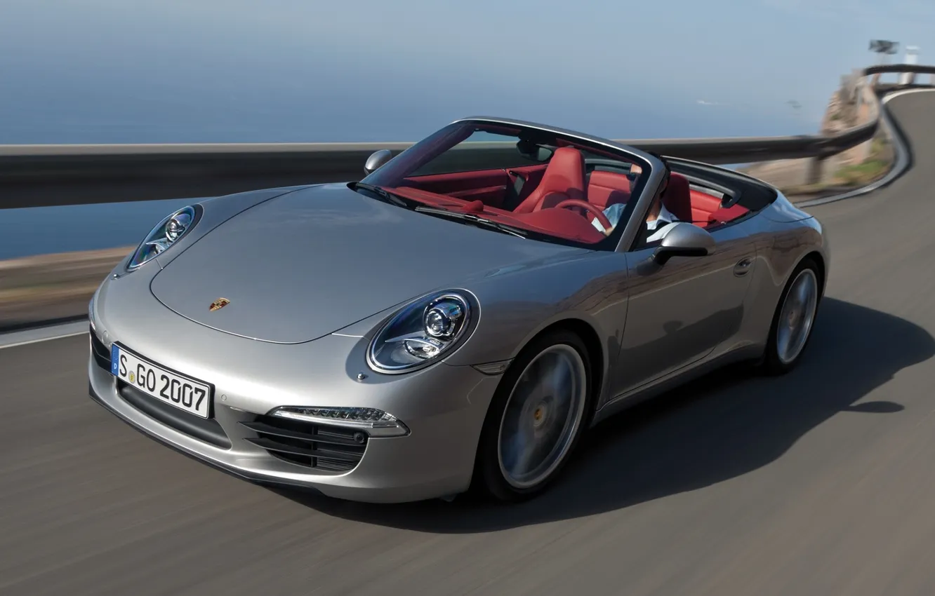 Photo wallpaper road, water, shore, 911, Porsche, sports car, convertible, Porsche