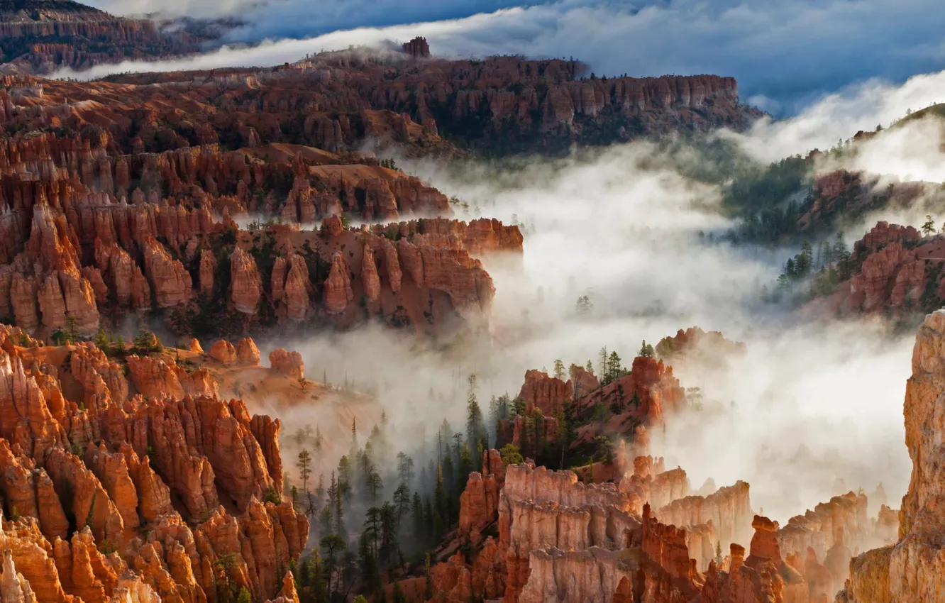 Photo wallpaper clouds, rocks, Utah, USA, Bryce Canyon