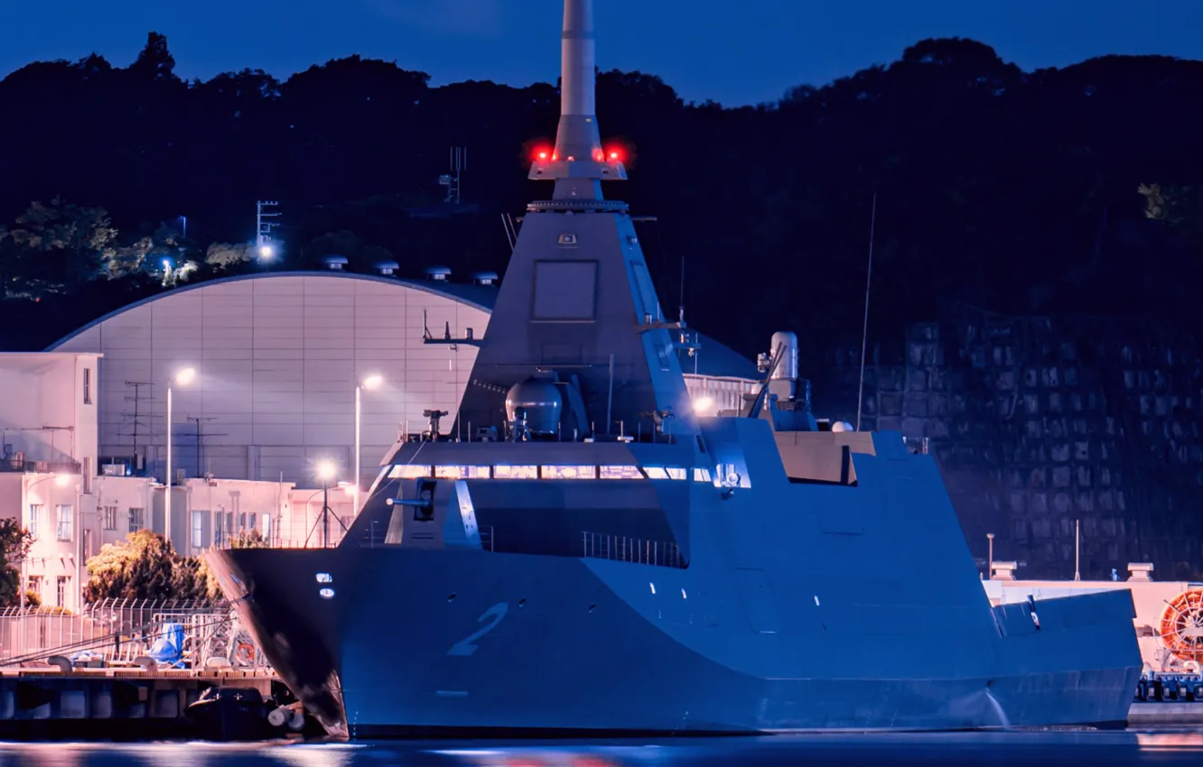 Photo wallpaper night, Japan, frigate, Kumano