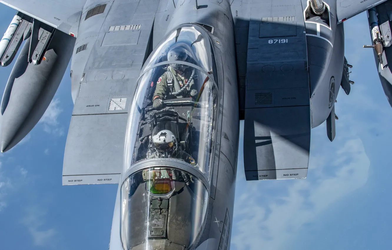 Photo wallpaper USAF, Pilot, F-15E Strike Eagle, Cockpit