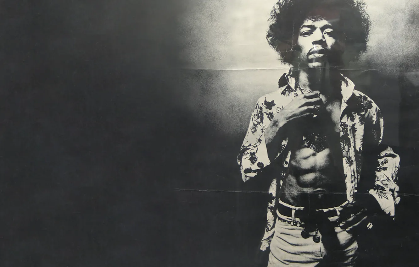 Photo wallpaper shirt, strap, black and white photo, pants, Jimi, Hendricks, hendrix, jimi