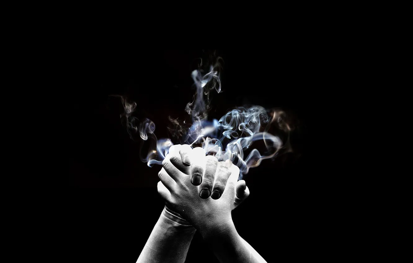 Photo wallpaper smoke, hands