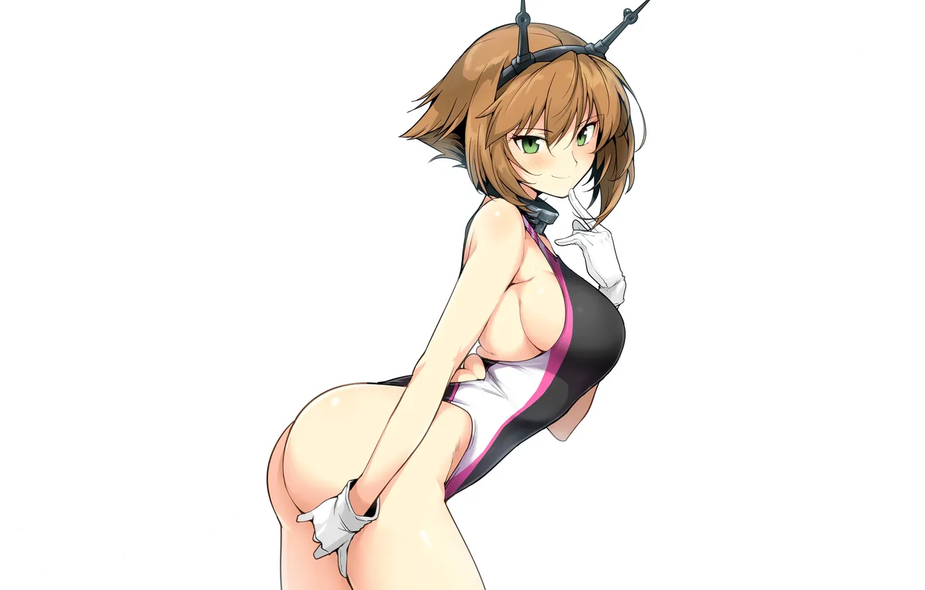 Photo wallpaper girl, sexy, ass, cleavage, green eyes, boobs, anime, beautiful